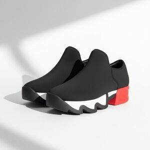 iRi NYC WES I Low-Top Sneaker - Black Neoprene Jagged Platform - Size 39